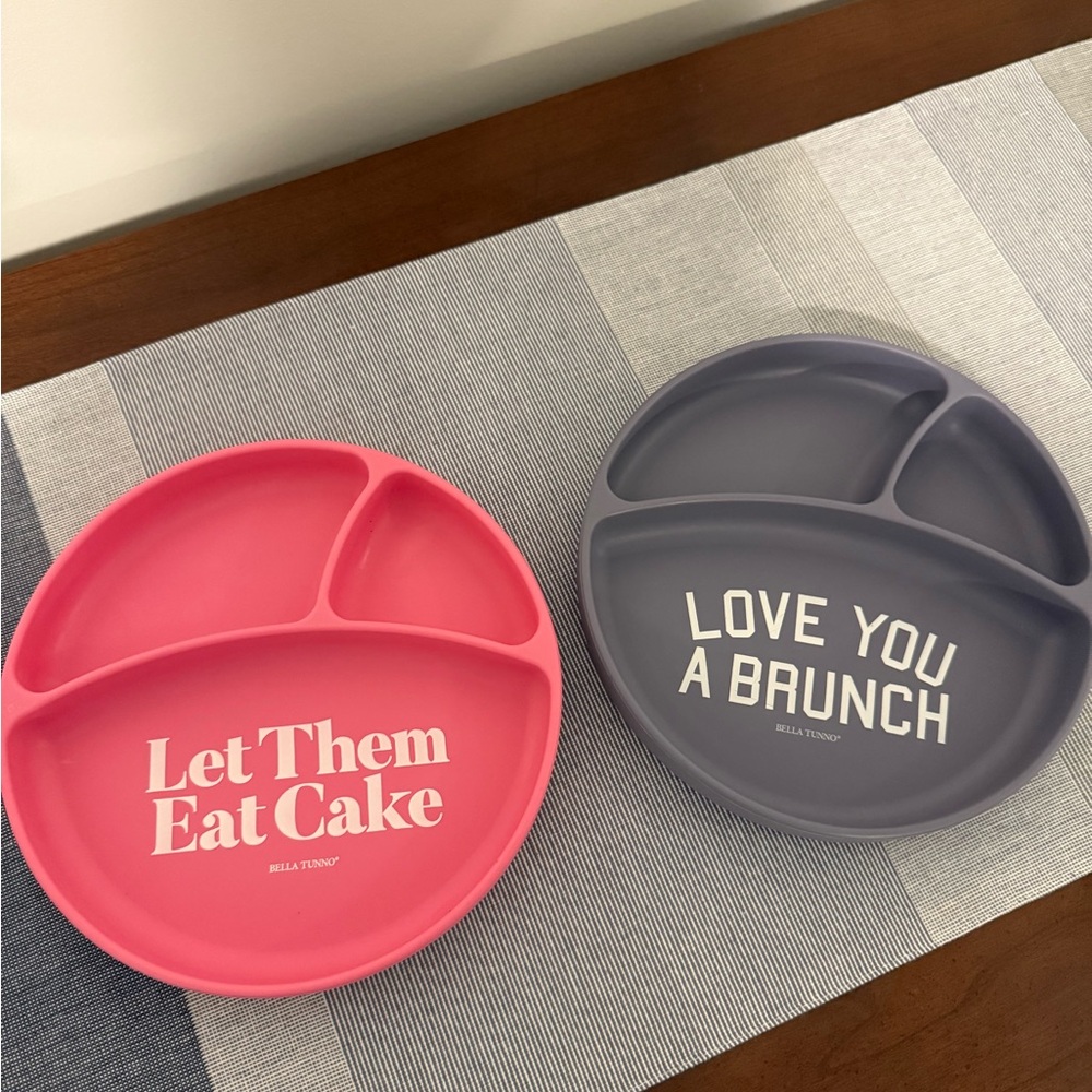 Bella Tunno Pink and Grey Divided Plates Set